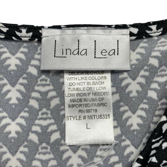 LINDA LEAL Black White Zig Zag Print Sleeveless Tank Size Large #MITU5325 - Picture 5 of 9